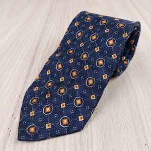 Ermenegildo Zegna Necktie 100% Silk Geometric Diamond Octagon Made In Italy Blue